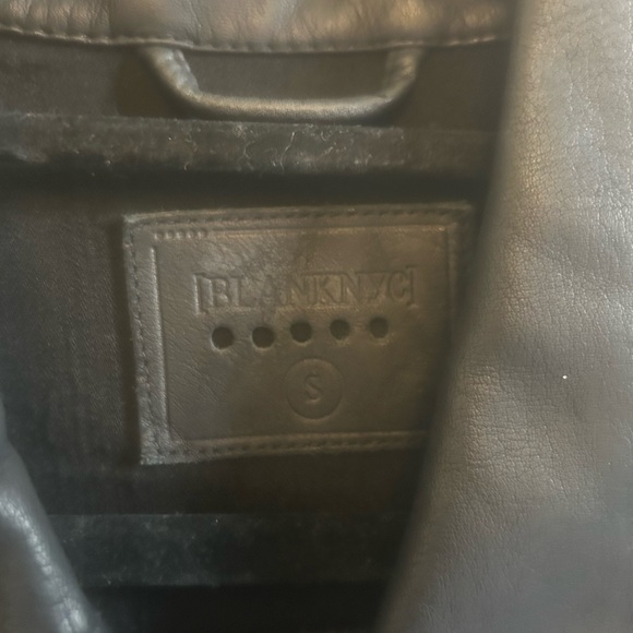 Blank NYC Two-Tone Black Leather & Light Blue Denim Jacket - Picture 3 of 3